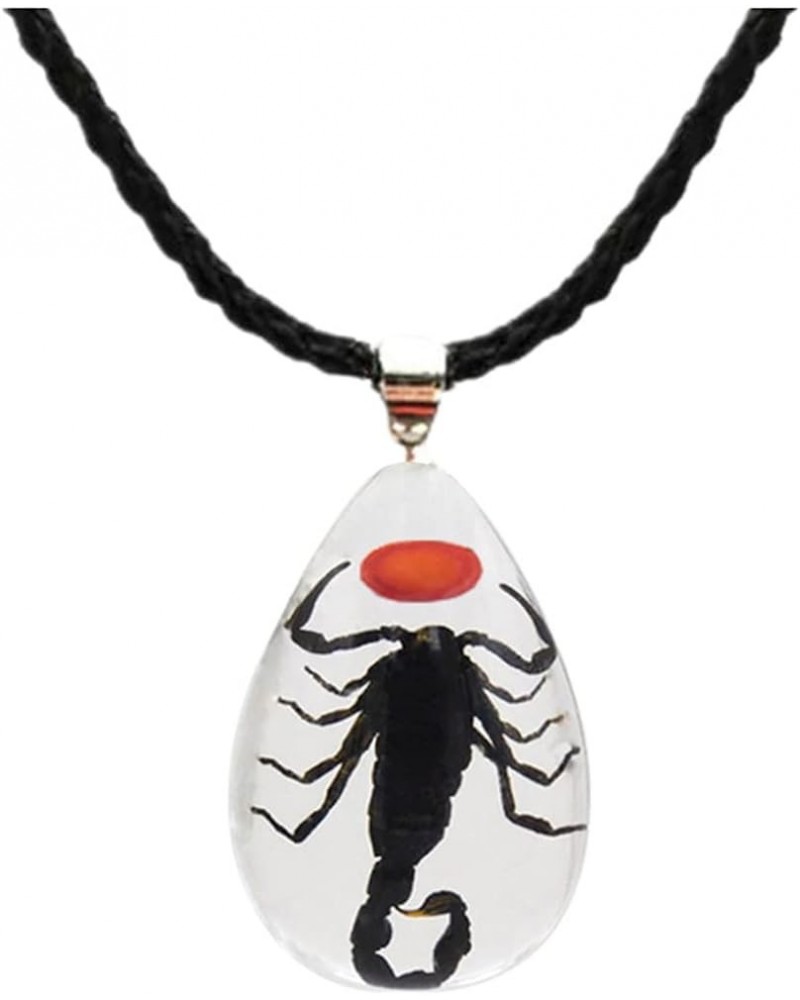 Resin Black Scorpion Necklace for Women Men Real Scorpion Sample Inserted Inside Resin Oval Transparent Pendant Holiday or Bi...