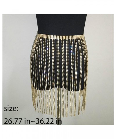 Rhinestone Tassel Belly Waist Chains Sexy Beach Rave Body Chains Skirt Accessories for Women and Girls Gold $17.17 Body Jewelry