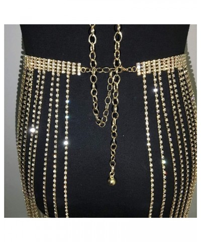 Rhinestone Tassel Belly Waist Chains Sexy Beach Rave Body Chains Skirt Accessories for Women and Girls Gold $17.17 Body Jewelry