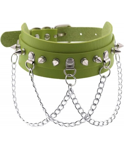 Women Girls Goth Leather Necklace Vintage Gothic Punk Rivet Rock O-Rings Alloy Chain Choker Collar Necklace Green $9.27 Neckl...