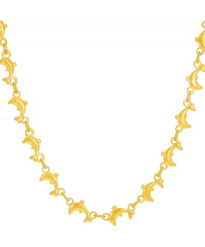 Dolphin Link Chain Necklace for Women and Men 24k Gold Plated 20.0 Inches $25.14 Necklaces