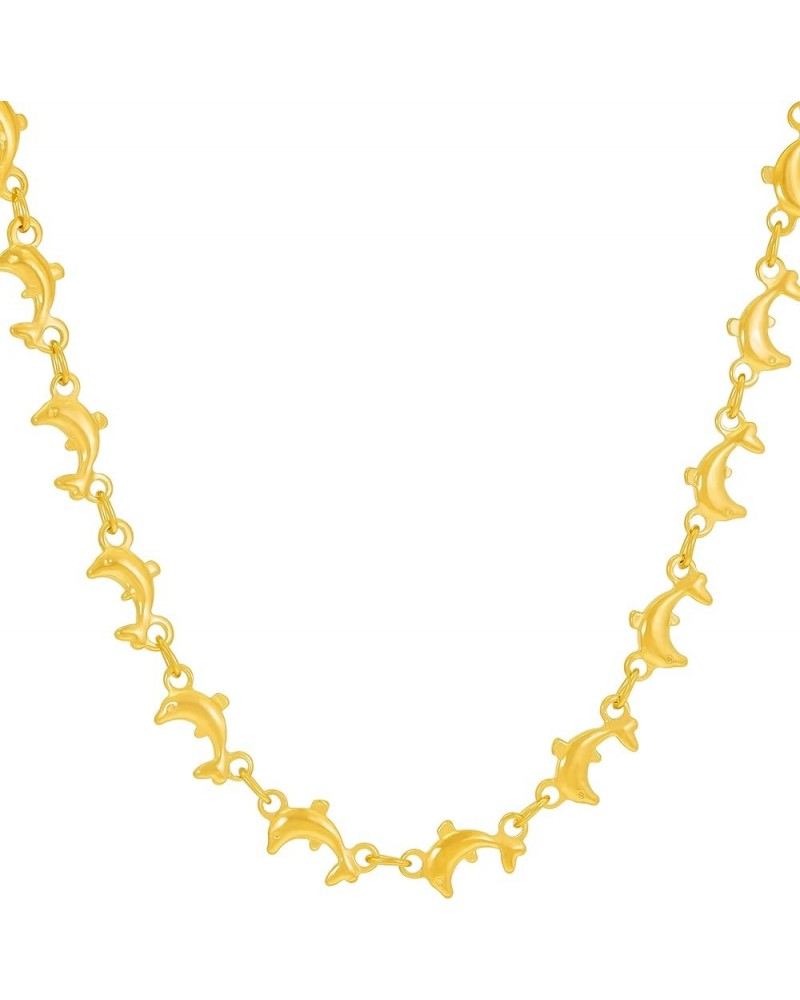 Dolphin Link Chain Necklace for Women and Men 24k Gold Plated 20.0 Inches $25.14 Necklaces