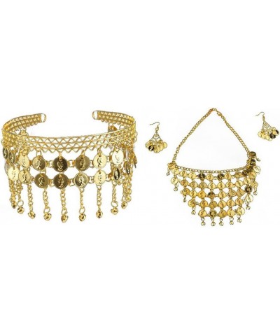 Belly Dance Gypsy Jewelry, Gold Necklace & Earrings & Tribal Headband Gold $7.58 Jewelry Sets