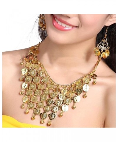 Belly Dance Gypsy Jewelry, Gold Necklace & Earrings & Tribal Headband Gold $7.58 Jewelry Sets