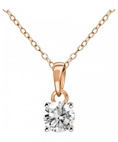 1/5 Carat - 1 Carat | 10K White,Yellow & Rose Gold | Natural Diamond Solitaire Pendant Necklace With Chain Rose Gold 0.75 car...