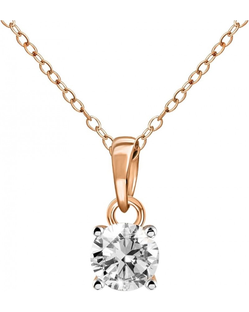 1/5 Carat - 1 Carat | 10K White,Yellow & Rose Gold | Natural Diamond Solitaire Pendant Necklace With Chain Rose Gold 0.75 car...