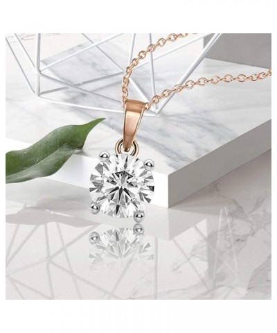 1/5 Carat - 1 Carat | 10K White,Yellow & Rose Gold | Natural Diamond Solitaire Pendant Necklace With Chain Rose Gold 0.75 car...