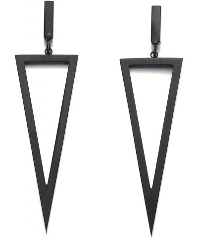 Black Triangle Earrings Geometric Dangle Earrings Metal Triangle Dangle Drop Earrings Statement Stainless Steel Dangling Earr...