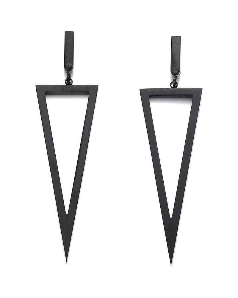 Black Triangle Earrings Geometric Dangle Earrings Metal Triangle Dangle Drop Earrings Statement Stainless Steel Dangling Earr...