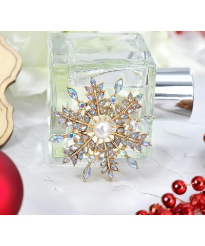 Crystal Winter Snowflake Brooch pins for Women Snowflake 3 $10.00 Brooches & Pins