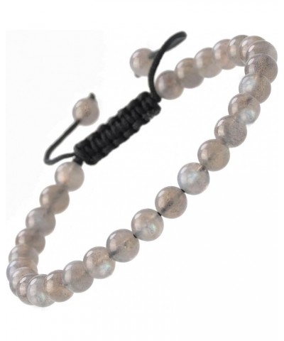 Natural Healing Power Gemstone Crystal Beads Unisex Adjustable Macrame Bracelets Labradorite 6mm $14.45 Bracelets