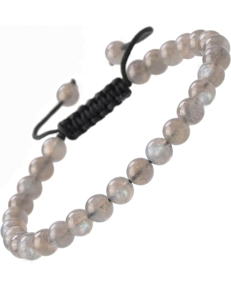 Natural Healing Power Gemstone Crystal Beads Unisex Adjustable Macrame Bracelets Labradorite 6mm $14.45 Bracelets