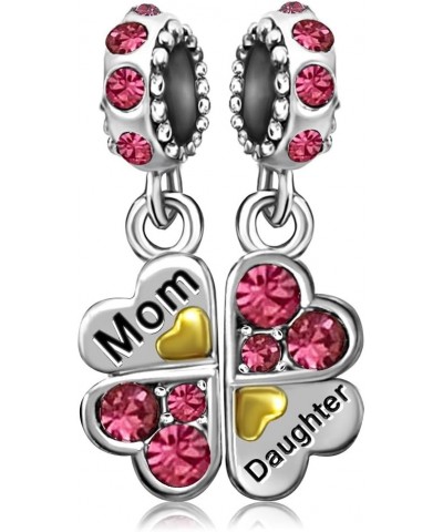 Mother Daughter Mom Son Heart Leaf Clover Birthday Birthstone Jan-Dec Dangle Charms for Bracelets Christmas Halloween Jewelry...