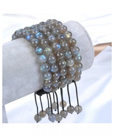 Natural Healing Power Gemstone Crystal Beads Unisex Adjustable Macrame Bracelets Labradorite 6mm $14.45 Bracelets