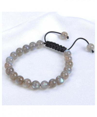 Natural Healing Power Gemstone Crystal Beads Unisex Adjustable Macrame Bracelets Labradorite 6mm $14.45 Bracelets