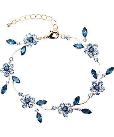 Gorgeous Rhinestone Crystal Floral Necklace Earrings Set Navy Blue / Rose Gold Plated / Matching Bracelet $23.43 Jewelry Sets