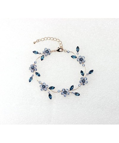 Gorgeous Rhinestone Crystal Floral Necklace Earrings Set Navy Blue / Rose Gold Plated / Matching Bracelet $23.43 Jewelry Sets