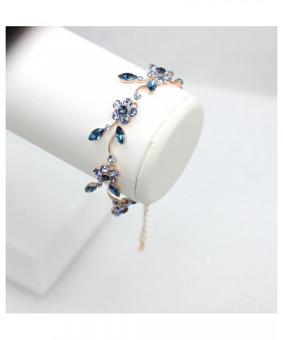 Gorgeous Rhinestone Crystal Floral Necklace Earrings Set Navy Blue / Rose Gold Plated / Matching Bracelet $23.43 Jewelry Sets