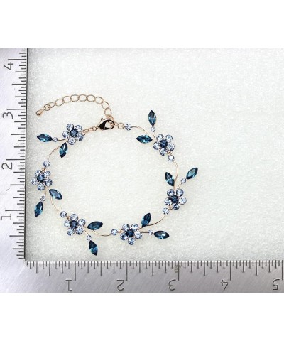 Gorgeous Rhinestone Crystal Floral Necklace Earrings Set Navy Blue / Rose Gold Plated / Matching Bracelet $23.43 Jewelry Sets