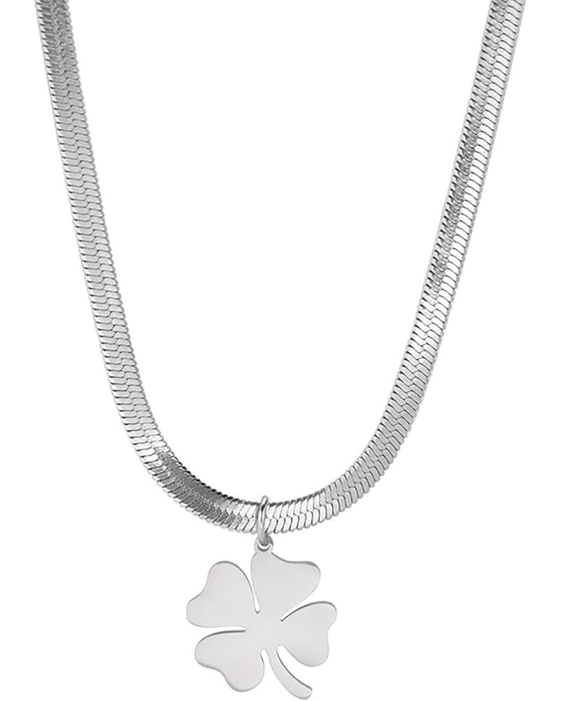 Lucky four-leaf clover pendant necklace Simple Friendship Choker Charm good luck amulet Flower Jewelry Gift Women Teen Girl S...