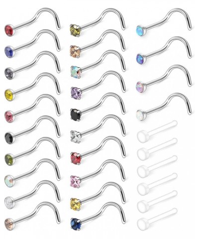 10-30PCS 18G Surgical Steel Mix Color Diamond CZ Nose Stud Rings Screw Piercing Jewelry 1.5mm 2mm 2.5mm 3mm 30PCS - 1.5mm $8....