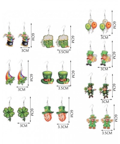 St. Patrick's Day Earrings for Women Girls,Irish Green Creative Shamrock/Hat/Beer/Dwarf Dangle Earrings Acrylic Irish Festiva...