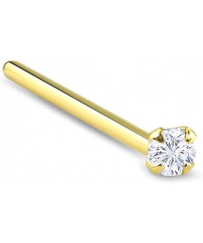 Gold-Tone 316L Surgical Steel Nose Stud Ring Clear CZ Prong Choose Your Size, Style & Gauge 2.5mm-22G-15mm-Straight $9.50 Bod...