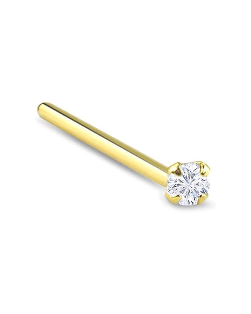 Gold-Tone 316L Surgical Steel Nose Stud Ring Clear CZ Prong Choose Your Size, Style & Gauge 2.5mm-22G-15mm-Straight $9.50 Bod...