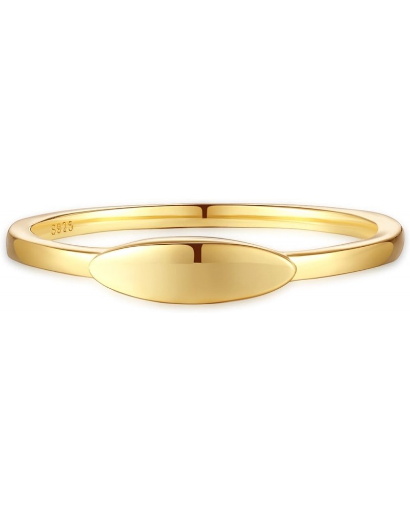 Dainty Gold Stacking Ring | 18K Gold Plated Sterling Silver | Womens Minimal Stackable Ring Slim Bands Signet $10.73 Rings