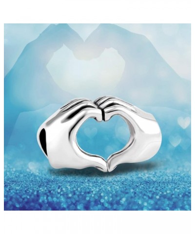 925 Sterling Silver Love Heart Charms Fit Bracelets Pendant for Necklace for Women Girls Silver-love hand $11.41 Bracelets