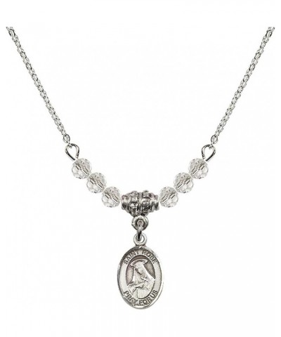 April Birth Month Bead Necklace with Catholic Patron Saint Petite Charm, 18 Inch Saint Rose of Lima $32.44 Necklaces