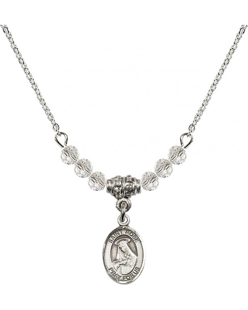 April Birth Month Bead Necklace with Catholic Patron Saint Petite Charm, 18 Inch Saint Rose of Lima $32.44 Necklaces