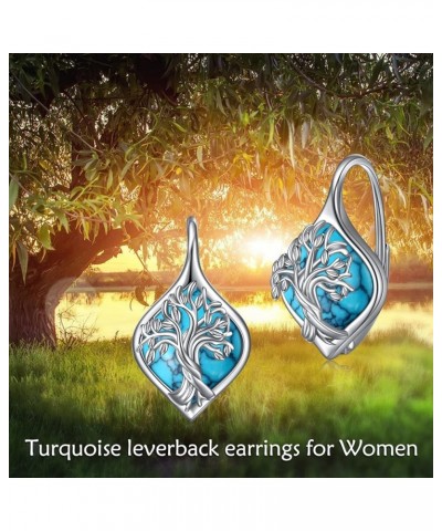 Leverback Earring for Women Sterling Silver Dangle Drop Hoop Earrings for Women Teens Birthday Anniversary A-Tree of Life $12...