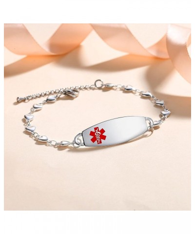 Heart Medical alert bracelet for Women Fashion Medical ID Jewelry 7-8.5 inches adjustable Silver-TYPE 1 DIABETES $16.80 Brace...