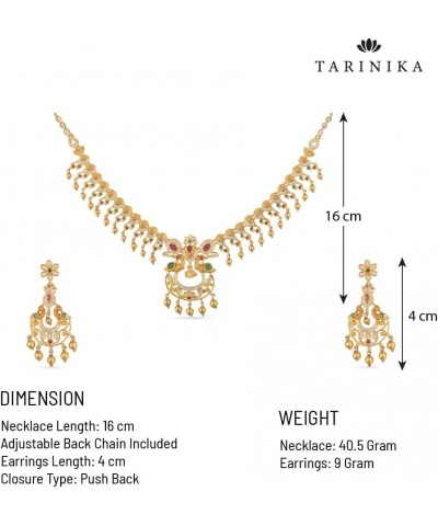 Dual Tone Tanu Nakshatra CZ Short Necklace Set with Peacock Design - Indian Jewelry Sets for Women | Perfect for Casual Occas...