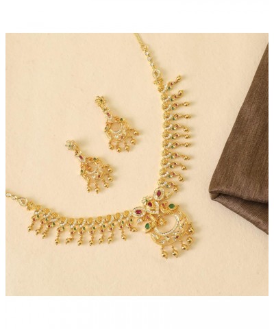 Dual Tone Tanu Nakshatra CZ Short Necklace Set with Peacock Design - Indian Jewelry Sets for Women | Perfect for Casual Occas...