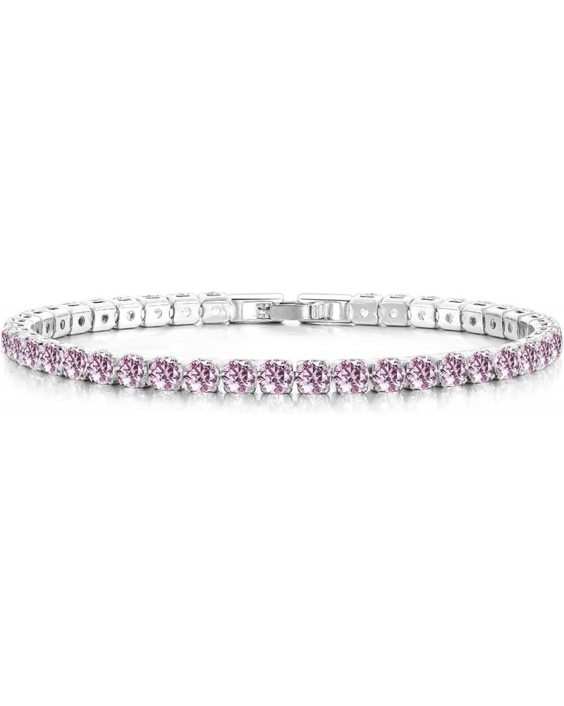 Tennis Bracelets for Women with CZ 925 Sterling Silver White Gold Plated Gift for Her Wife 6-8 Inch Pink 4mm-6inch $7.94 Brac...