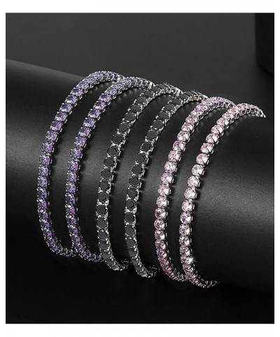 Tennis Bracelets for Women with CZ 925 Sterling Silver White Gold Plated Gift for Her Wife 6-8 Inch Pink 4mm-6inch $7.94 Brac...