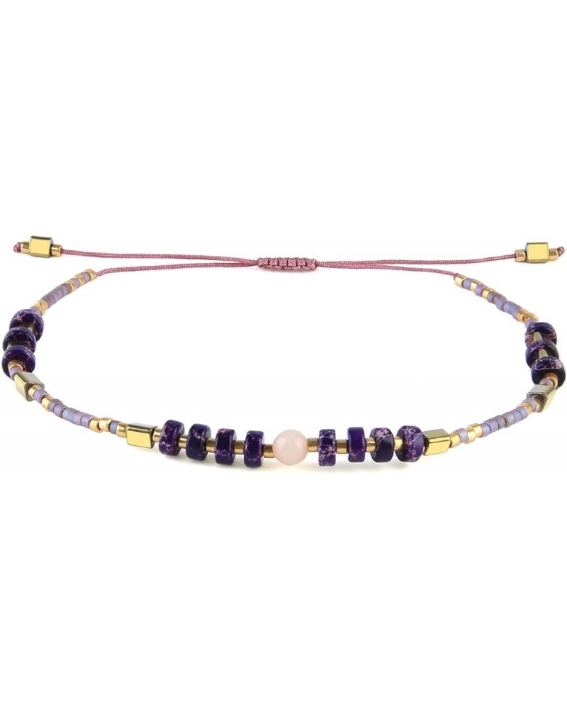 Boho-color Crystal Shell Beaded Friendship Bracelets Handmade Strand Bracelet Bangles Jewelry For Summer Purple K $8.58 Brace...