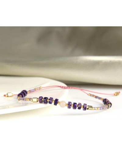 Boho-color Crystal Shell Beaded Friendship Bracelets Handmade Strand Bracelet Bangles Jewelry For Summer Purple K $8.58 Brace...