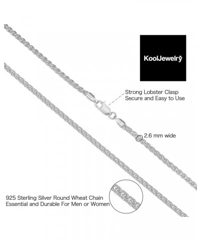 925 Sterling Silver Round Wheat Chain Necklace (1 mm, 1.5 mm, 2 mm or 2.6 mm) | Made in Italy 22 inch 2.6 mm wide $9.97 Neckl...