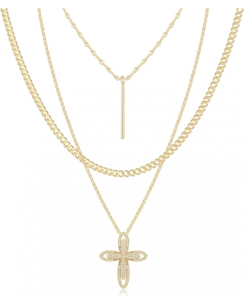 Layered Necklaces for Women Gold Plated Chain Necklace for Women Pendant Necklace Dainty Choker Necklaces Moon Star and Cross...