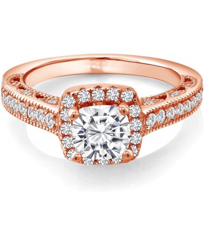 18K Rose Gold Plated Silver Moissanite from Charles & Colvard and Created Sapphire Solitaire Engagement Ring (1.68 Cttw, Cush...