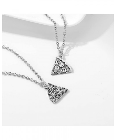 Best Friend Necklaces, Pizza BFF Necklaces for 2 Antique Silver Color Pizza Slice Friendship Necklace Set of 6 $8.54 Necklaces