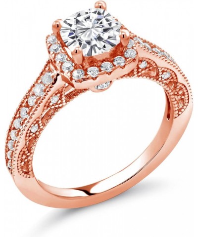 18K Rose Gold Plated Silver Moissanite from Charles & Colvard and Created Sapphire Solitaire Engagement Ring (1.68 Cttw, Cush...