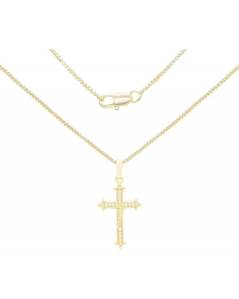 BEBERLINI Cross Charm Pendant 14K Gold Filled Rope Box Curb Chain Necklace Set Lobster Clasp Fashion Cubic Zirconia Jewelry G...