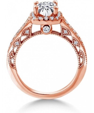 18K Rose Gold Plated Silver Moissanite from Charles & Colvard and Created Sapphire Solitaire Engagement Ring (1.68 Cttw, Cush...