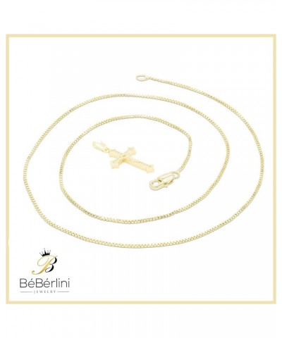 BEBERLINI Cross Charm Pendant 14K Gold Filled Rope Box Curb Chain Necklace Set Lobster Clasp Fashion Cubic Zirconia Jewelry G...