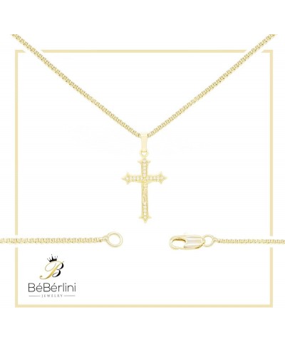 BEBERLINI Cross Charm Pendant 14K Gold Filled Rope Box Curb Chain Necklace Set Lobster Clasp Fashion Cubic Zirconia Jewelry G...