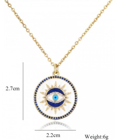 Evil Eye Necklace 14K Gold Plated 17.7+2" O Chain Necklace Lucky Blue Eye Gift $6.11 Necklaces